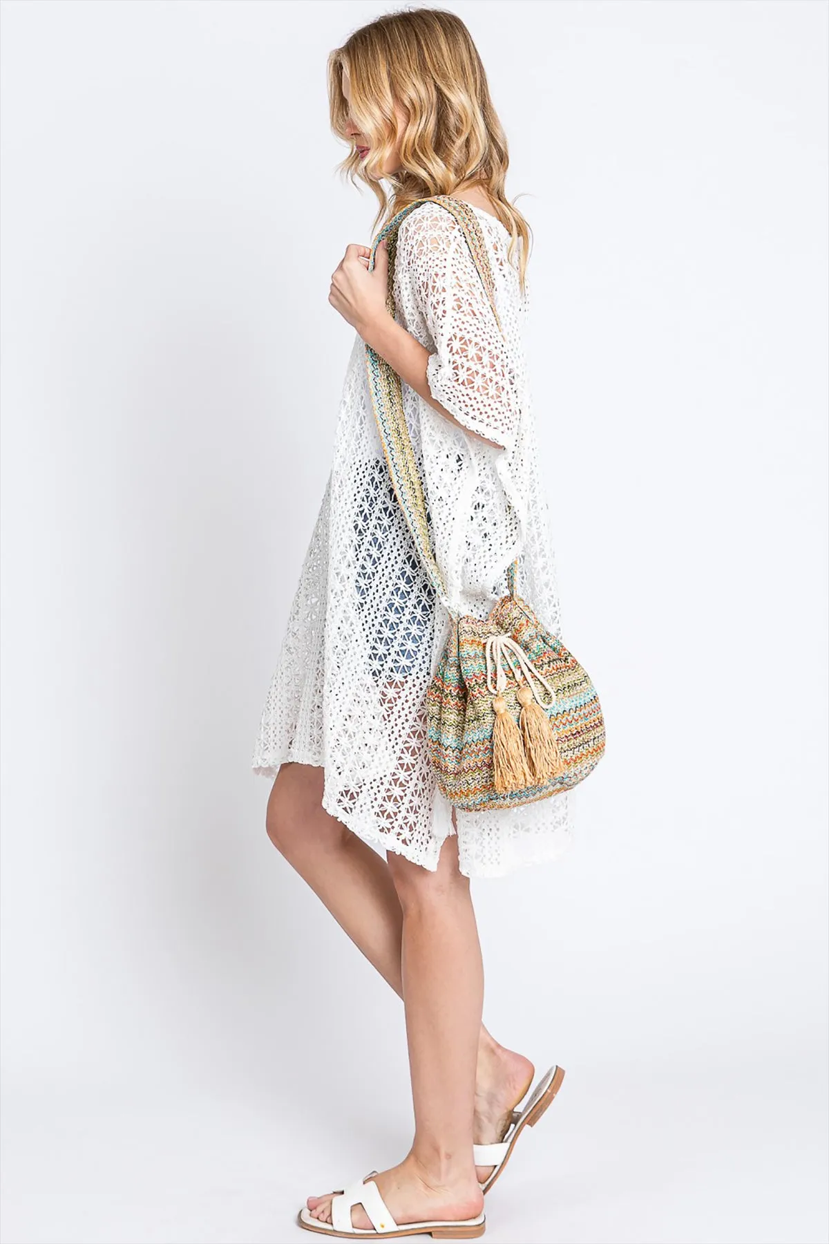 MULTI COLOR STRIPED BUCKET BAG
