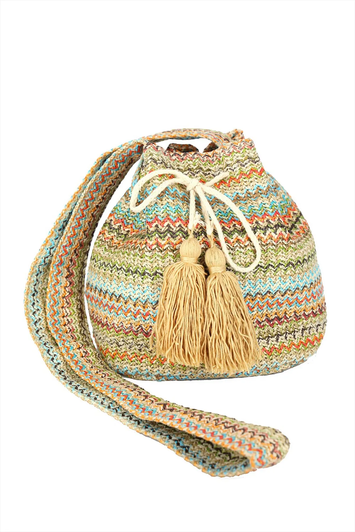 MULTI COLOR STRIPED BUCKET BAG