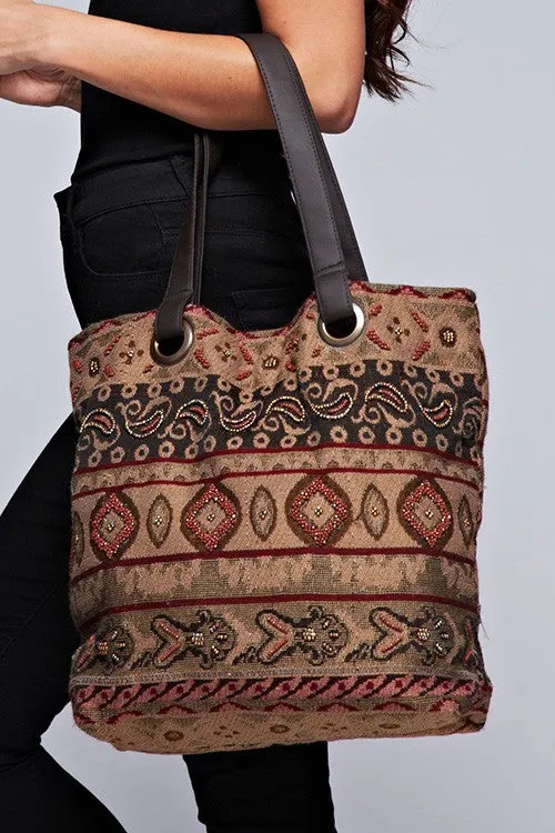 Multi Patterned Striped Tote