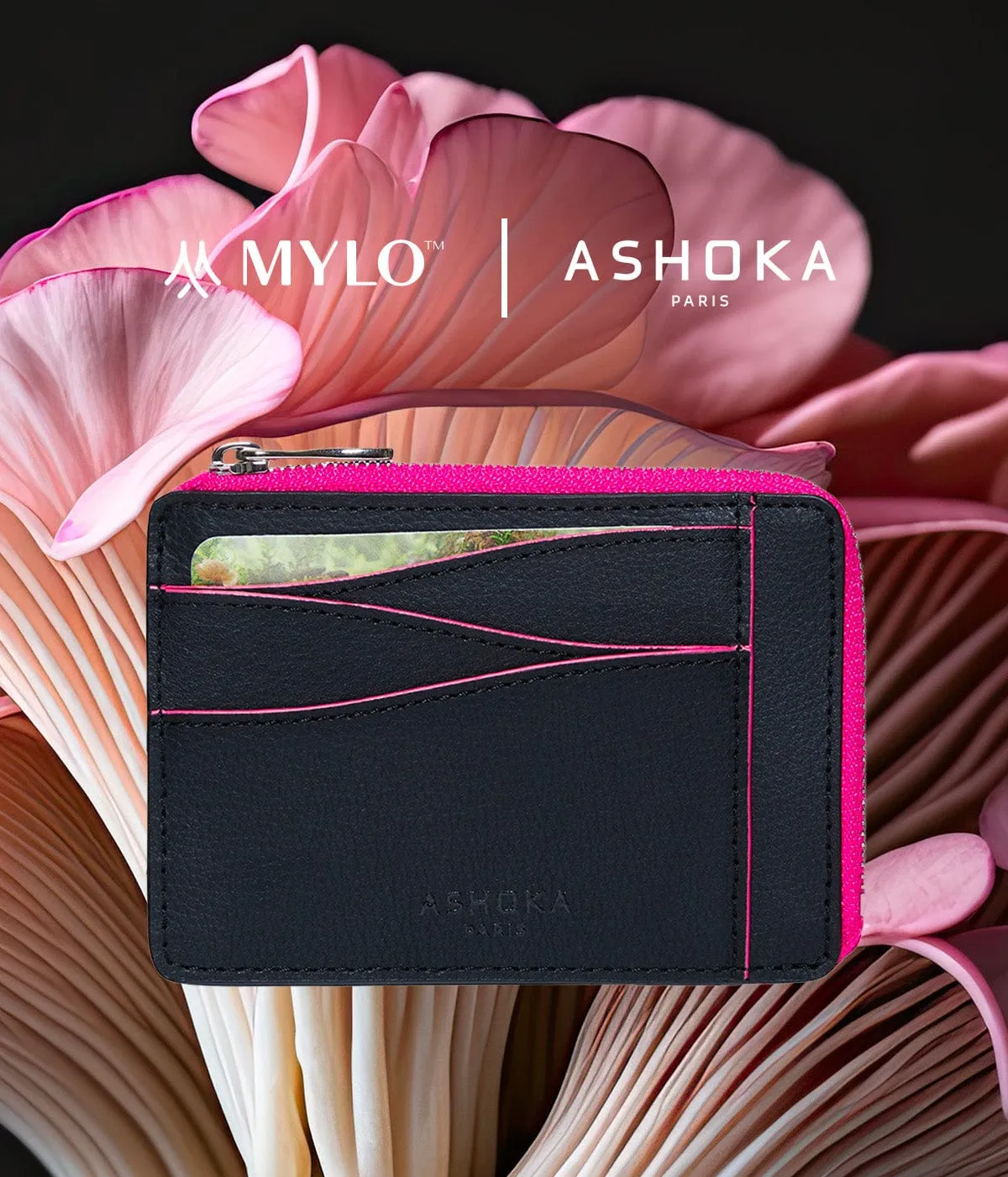 Mylo™️ Vegan Mushroom Leather Large Zipped Card Holder | Pink