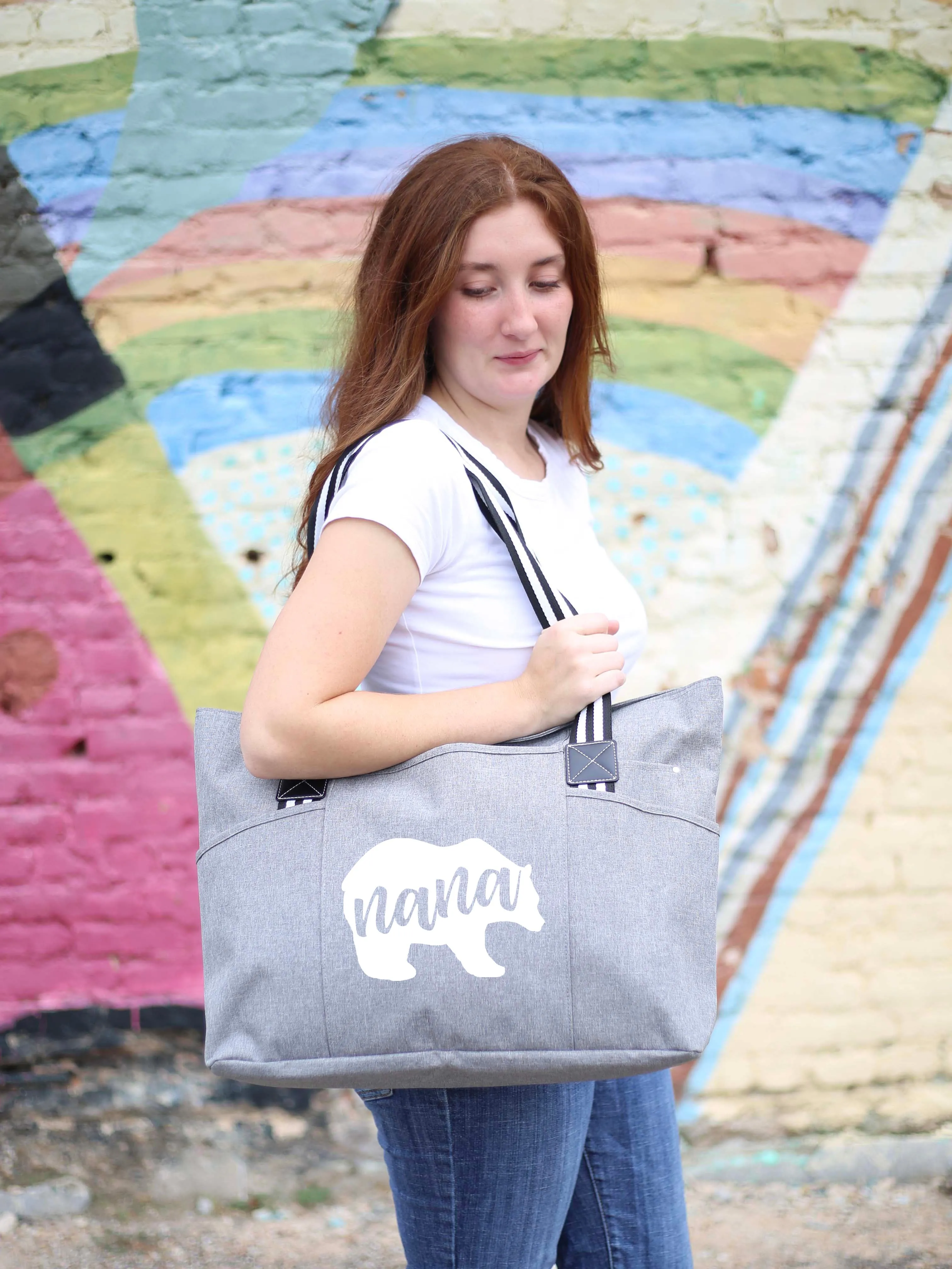 Nana Bear Tessa Gray Tote Bag for Grandmothers