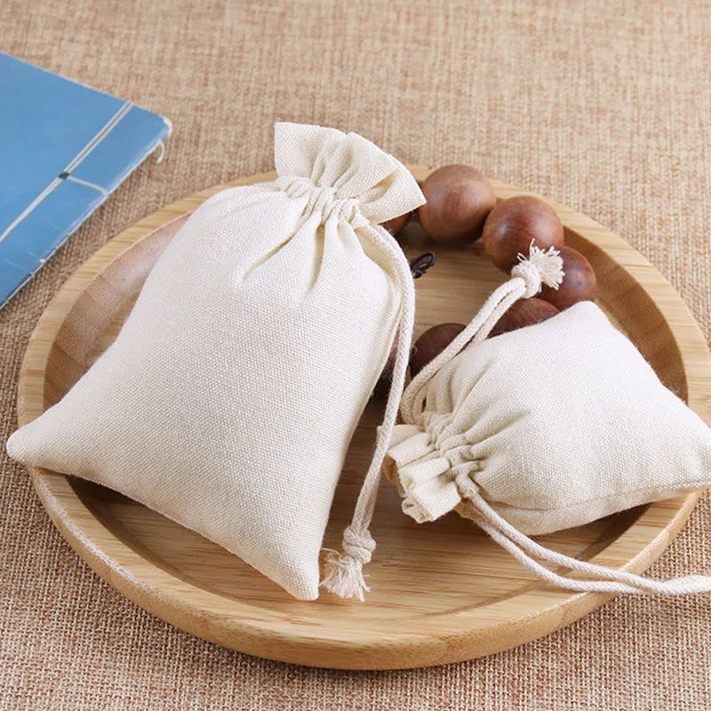 Natural Canvas Drawstring Bags - 7 Sizes