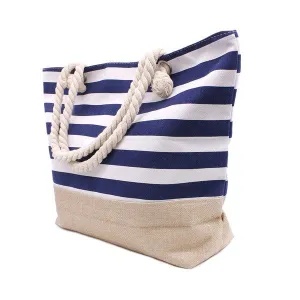 NAUTICAL STRIPED BEACH TOTE BAG