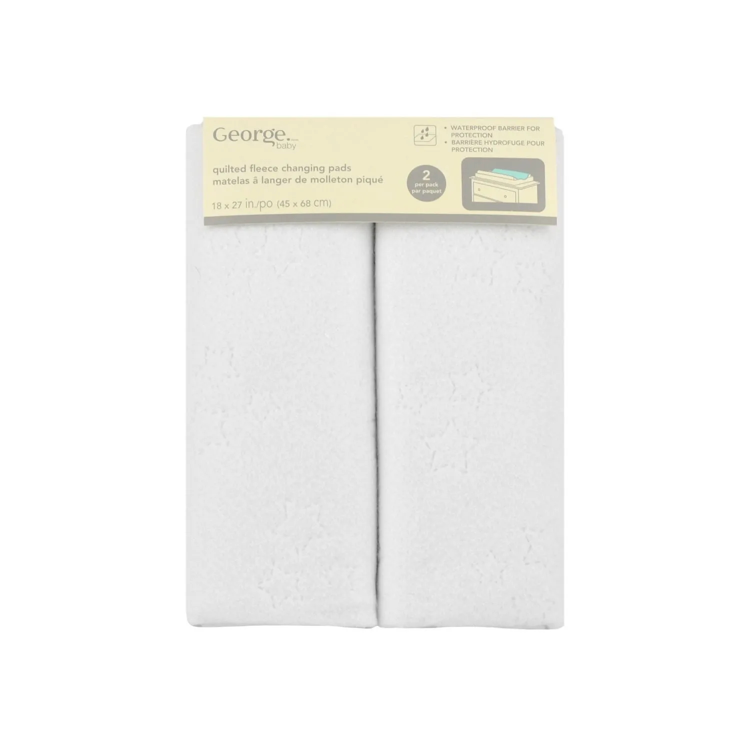 New George baby Quilted Fleece Changing Pads, 18X27 each, includes 2 pads