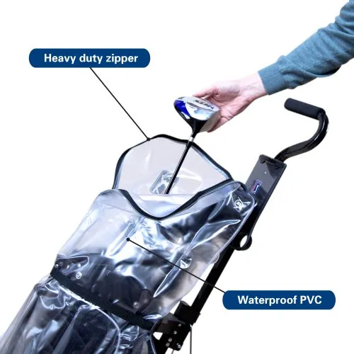 NEW PVC ZIPPERED GOLF BAG RAIN COVER - Easy access to clubs