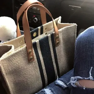 New Simple And Stylish Large-capacity Handbag For Ladies Vintage Striped Bags For Female Portable Bag Gifts