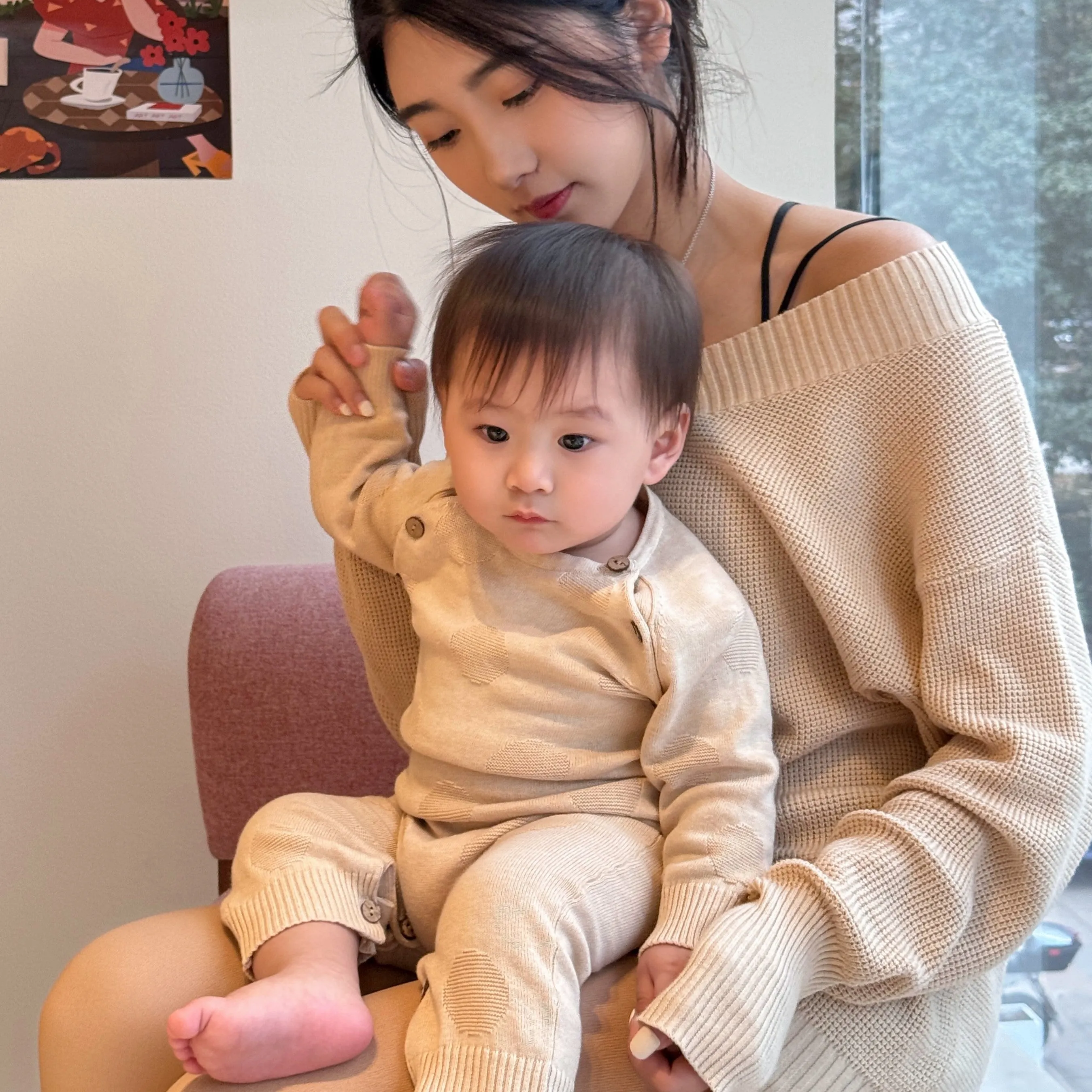 Newborn Knit Romper: Organic Baby Cable Knit Sweater