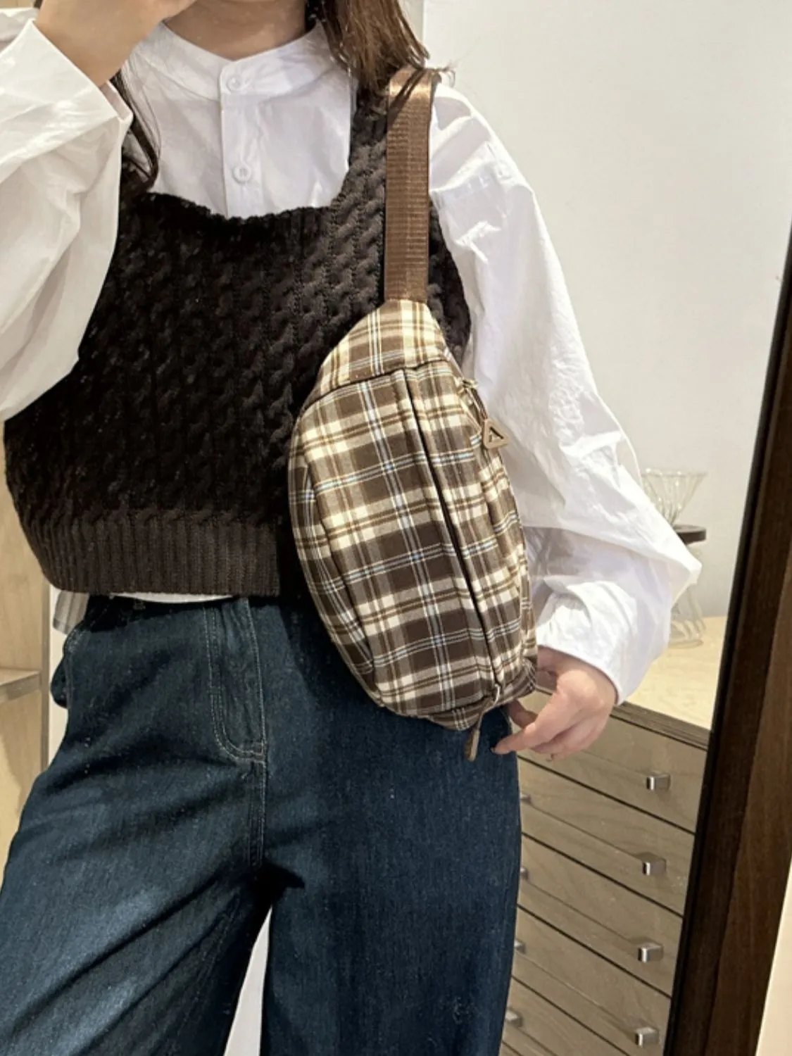 Nova Plaid Adjustable Strap Crossbody Bag