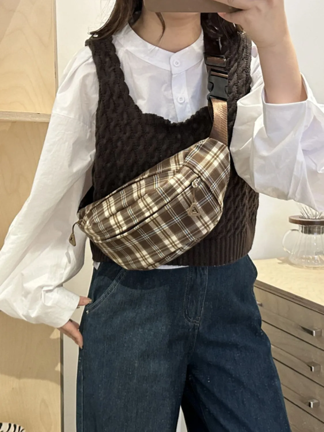 Nova Plaid Adjustable Strap Crossbody Bag