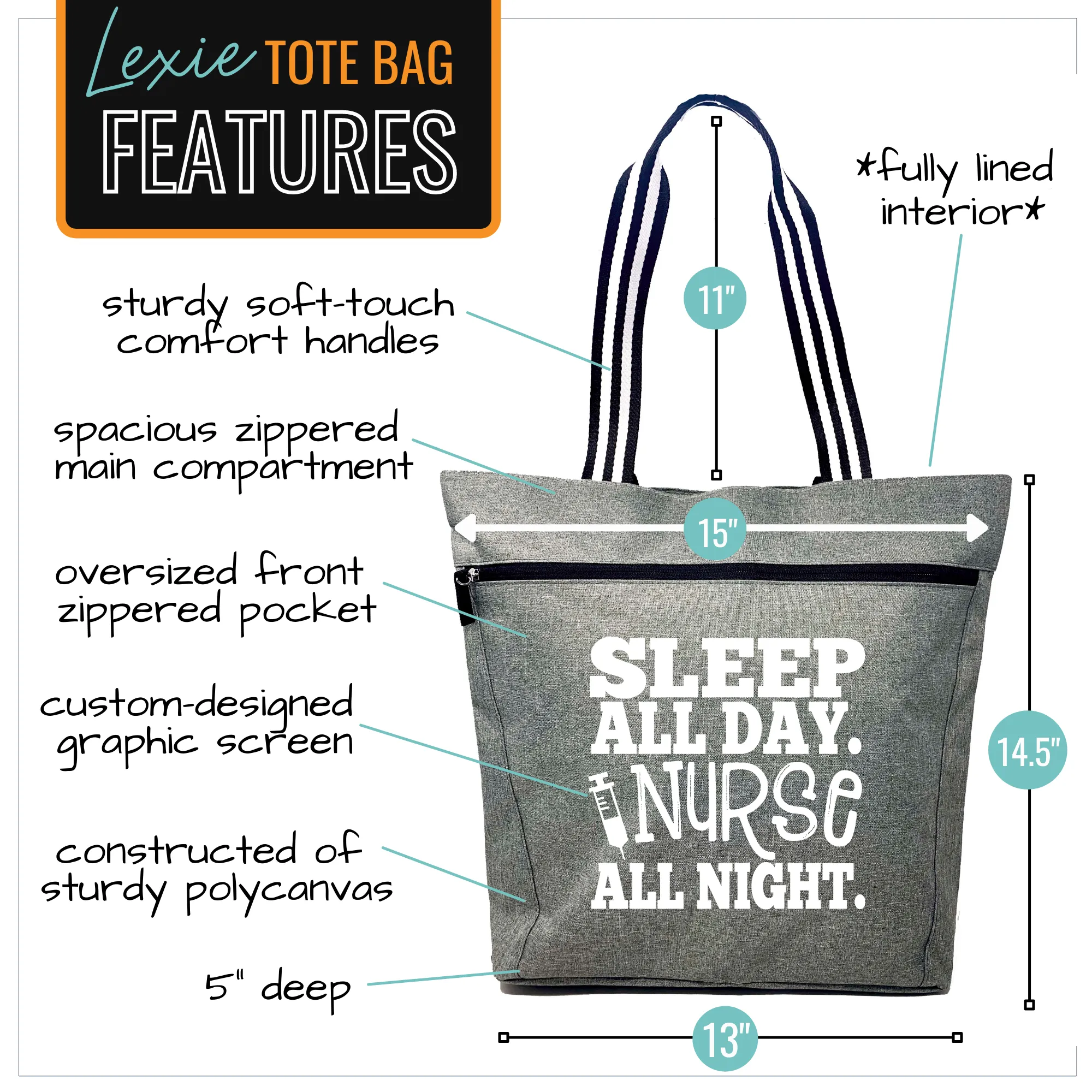 Nurse All Night Lexie Gray Tote Bag for Nurses