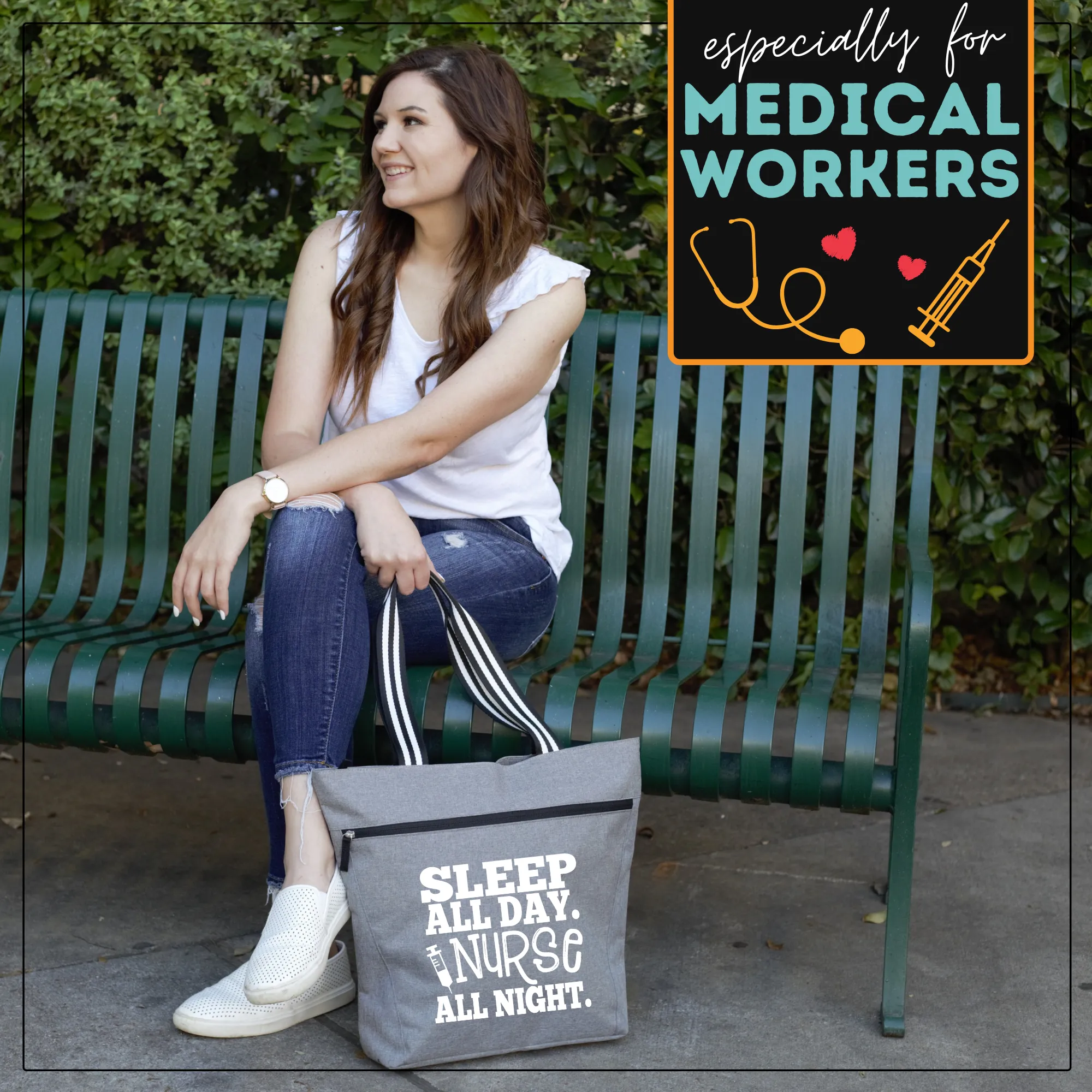Nurse All Night Lexie Gray Tote Bag for Nurses