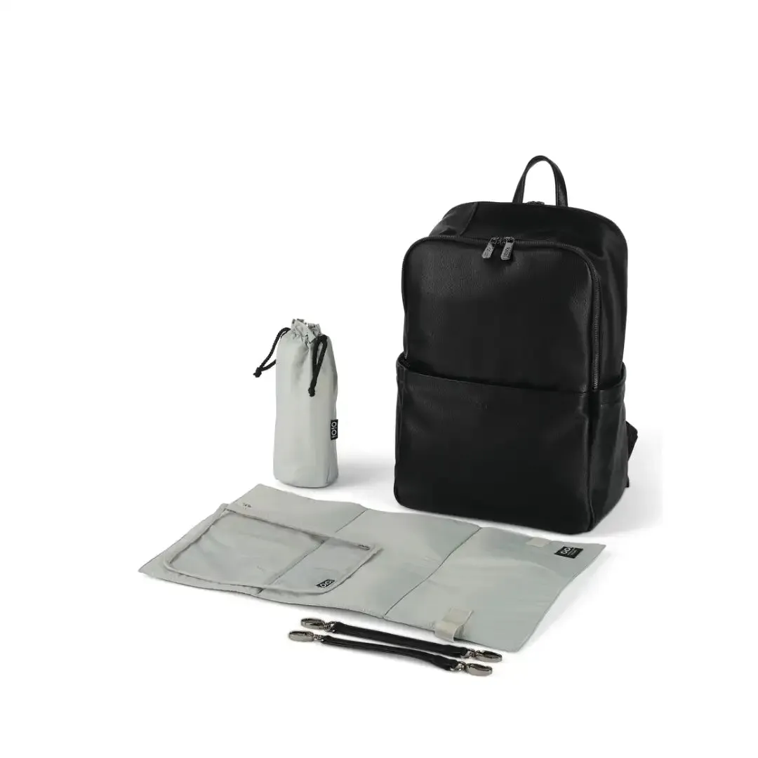 OiOi Vegan Leather Nappy Backpack Multitasker - Black