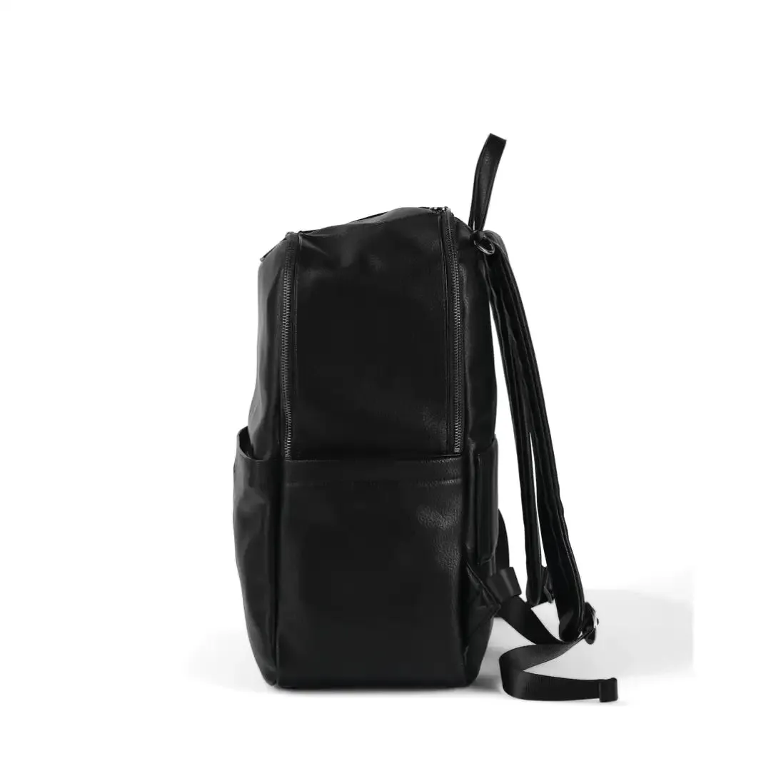 OiOi Vegan Leather Nappy Backpack Multitasker - Black