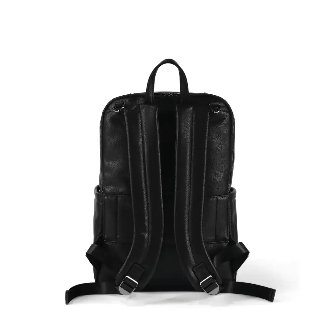 OiOi Vegan Leather Nappy Backpack Multitasker - Black