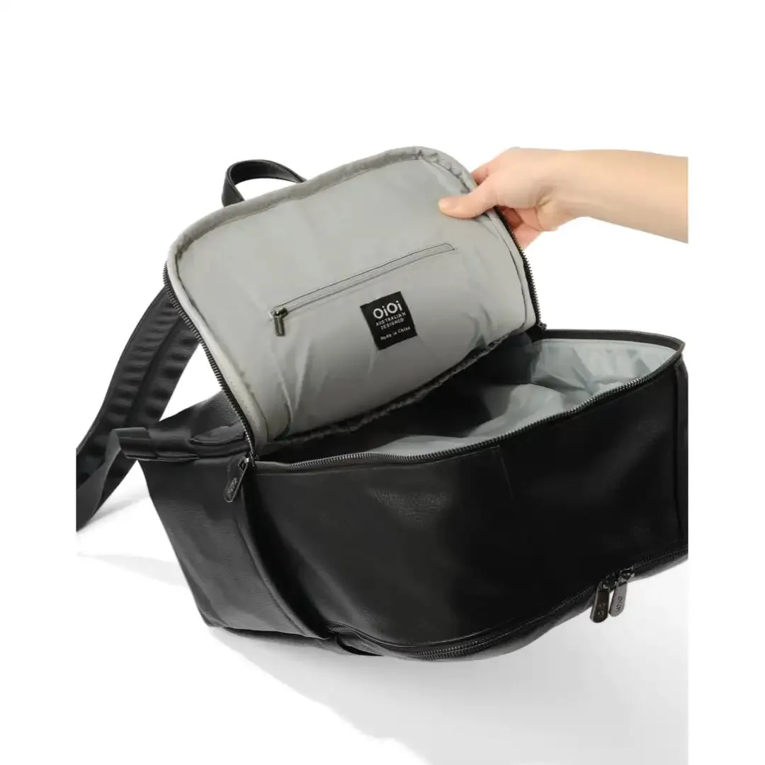 OiOi Vegan Leather Nappy Backpack Multitasker - Black