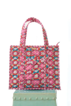 On the Road Quilted Tote in Strawberry Fields