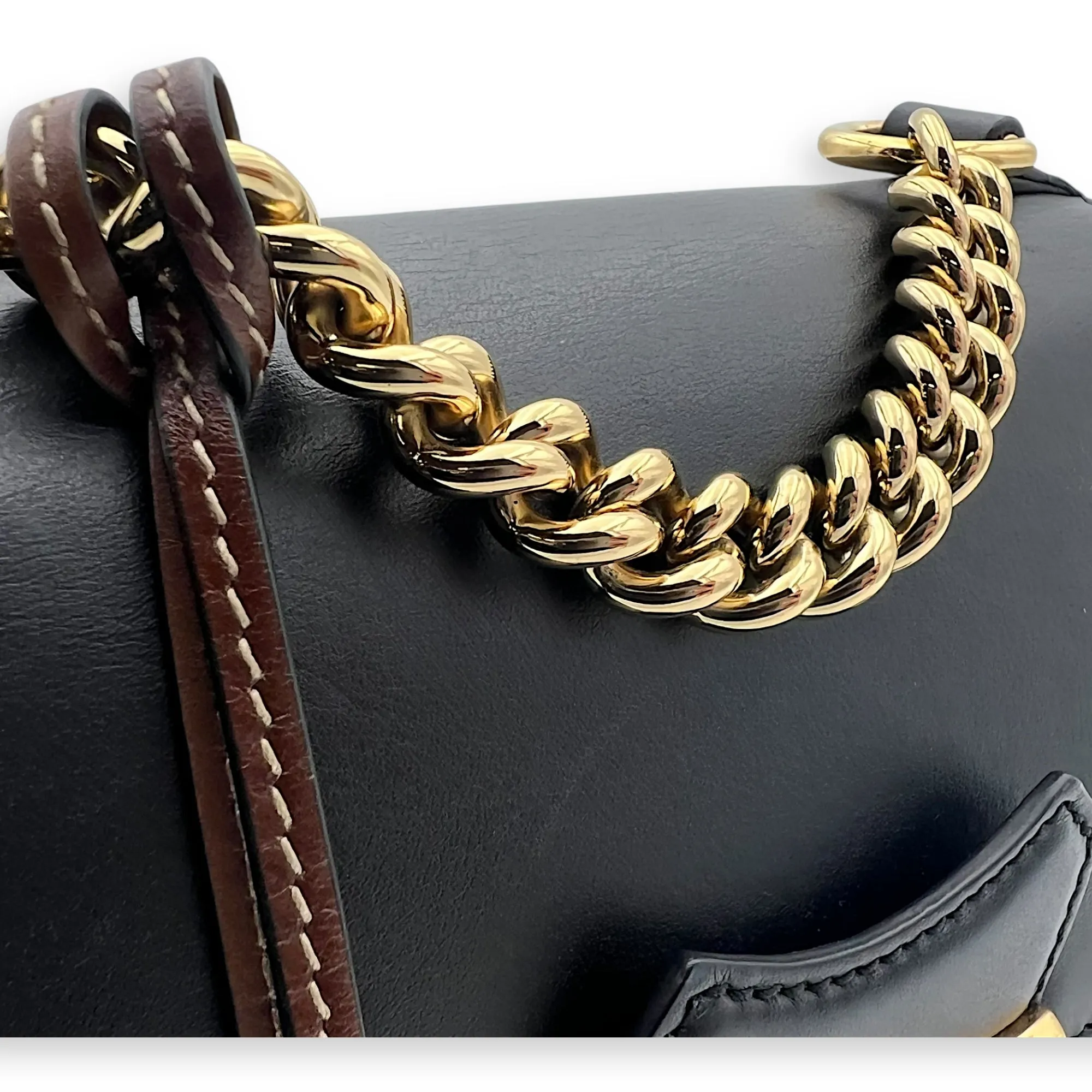 Padlock Backpack Brown in Coated Canvas, Gold hardware