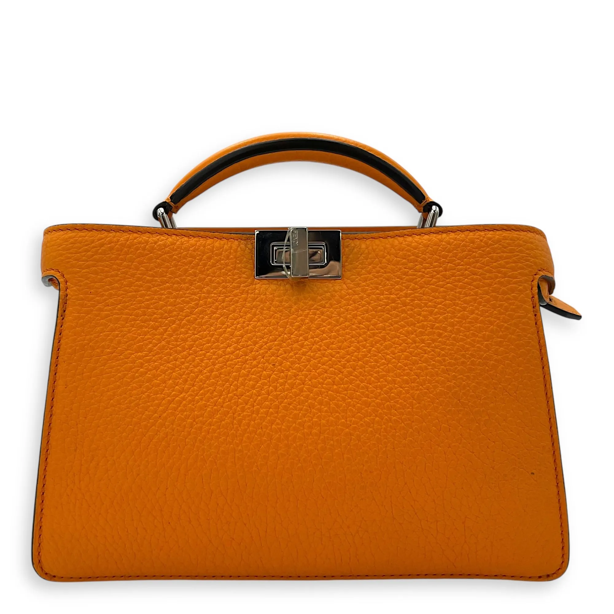 Peekaboo Iseeu XCross Small Orange Crossbody Bag in Calfskin, Silver hardware