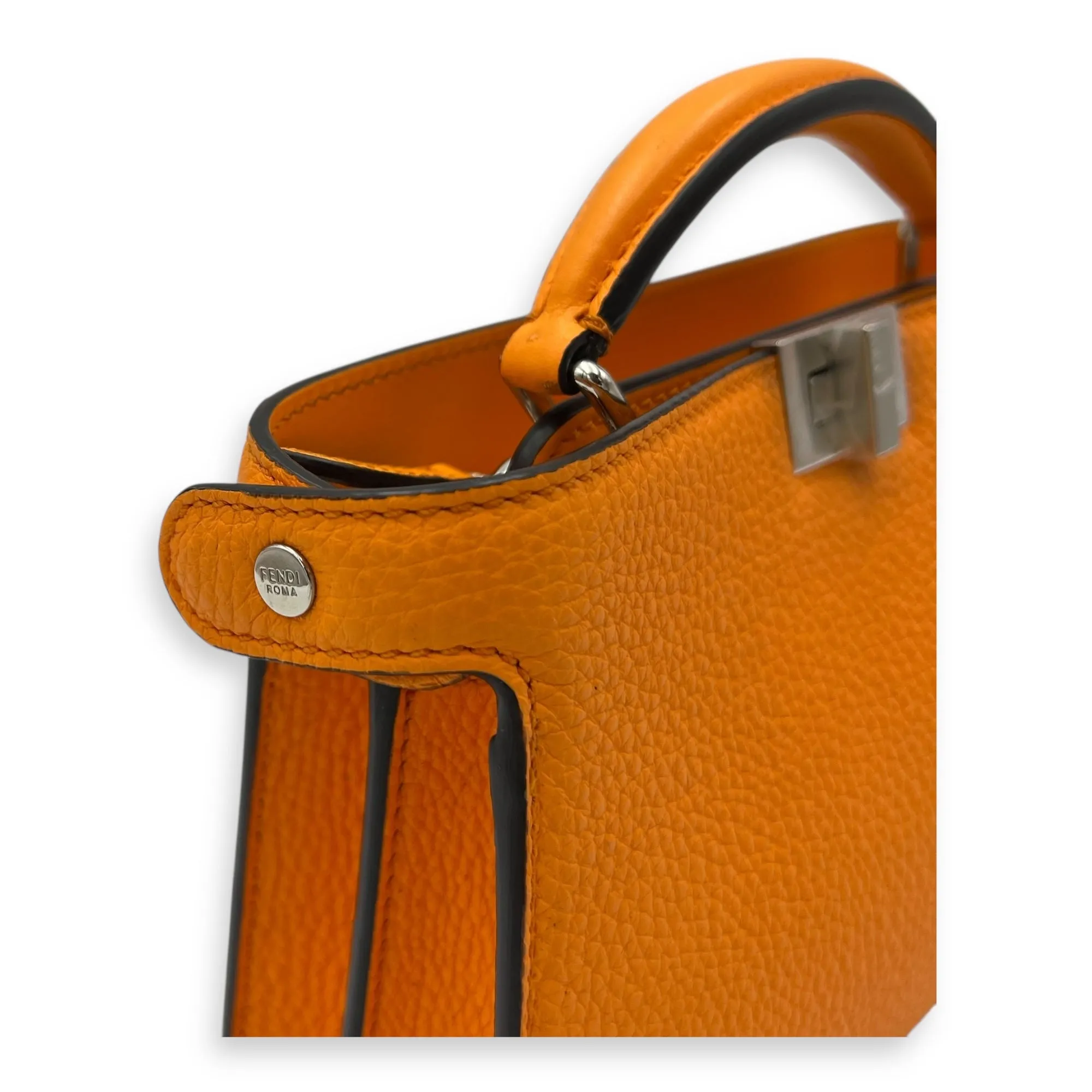 Peekaboo Iseeu XCross Small Orange Crossbody Bag in Calfskin, Silver hardware