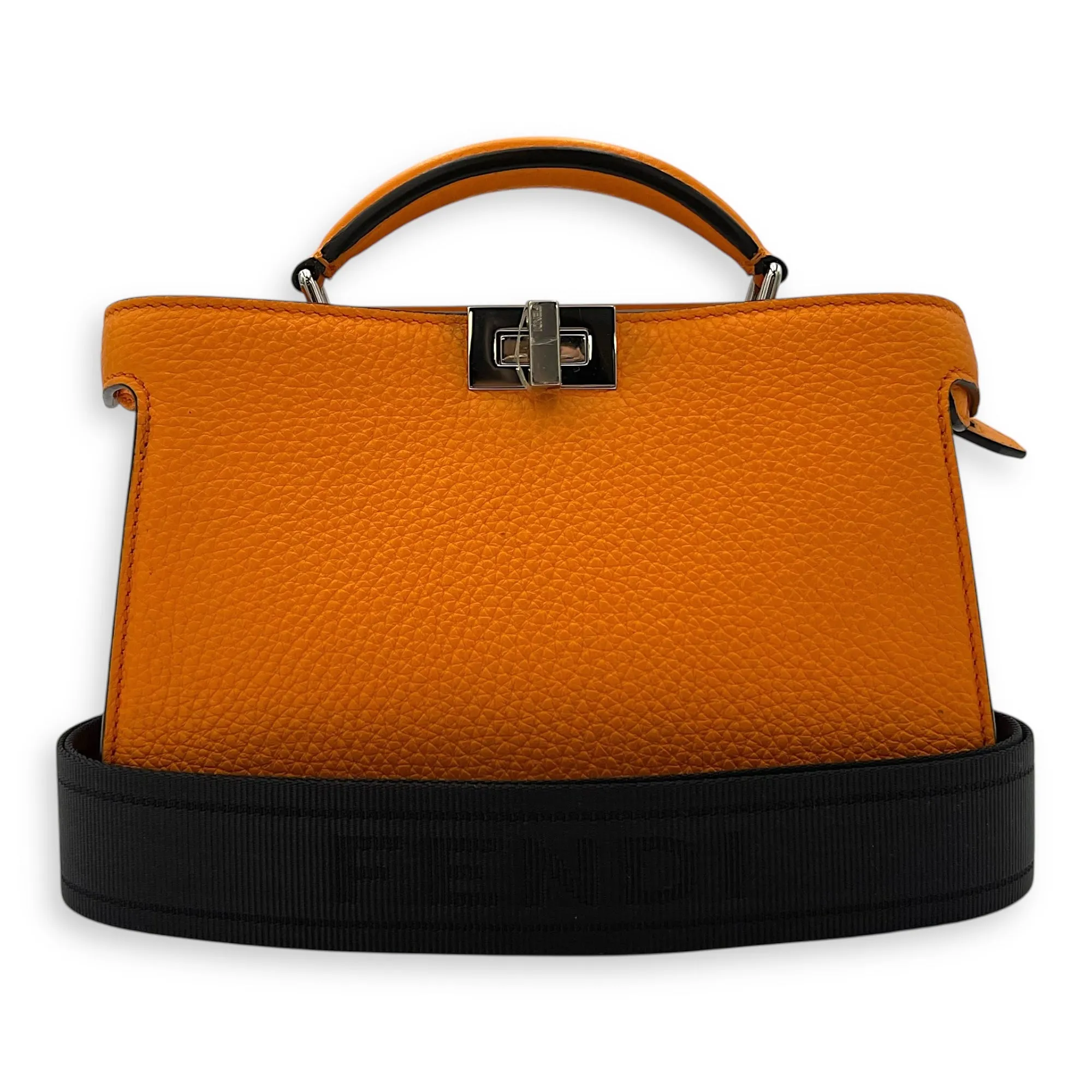 Peekaboo Iseeu XCross Small Orange Crossbody Bag in Calfskin, Silver hardware