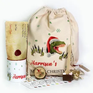 Personalised Christmas Gift Sack - Dinosaurs Christmas