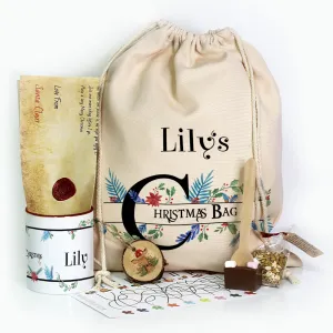 Personalised Christmas Gift Sack - Floral Christmas