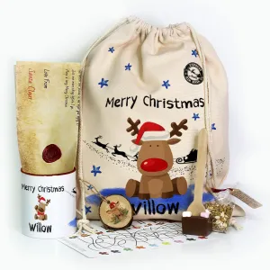 Personalised Christmas Gift Sack - Rudolph the Red Nose Reindeer