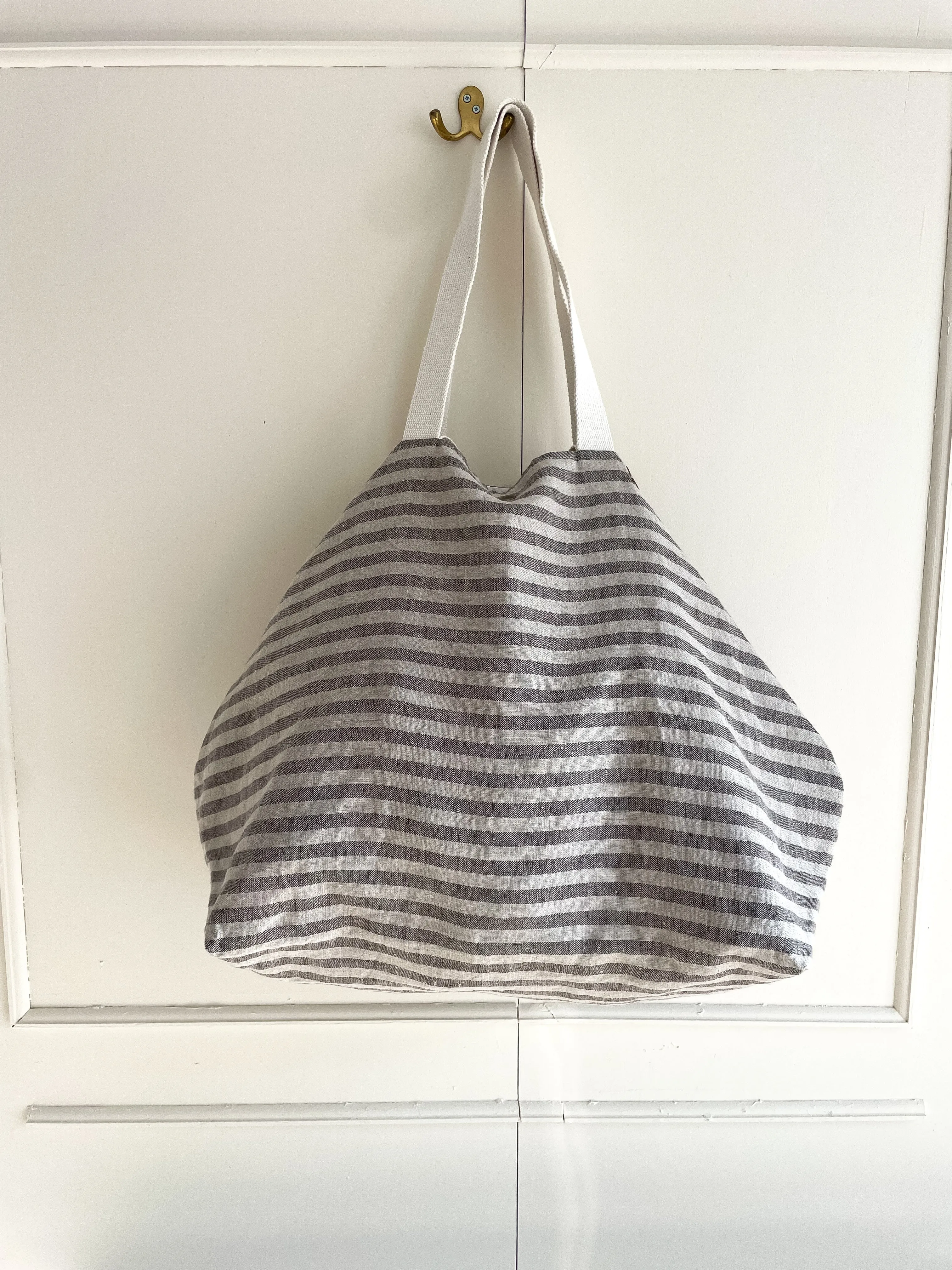 PETITE bag: stripes in natural (one set of handles)