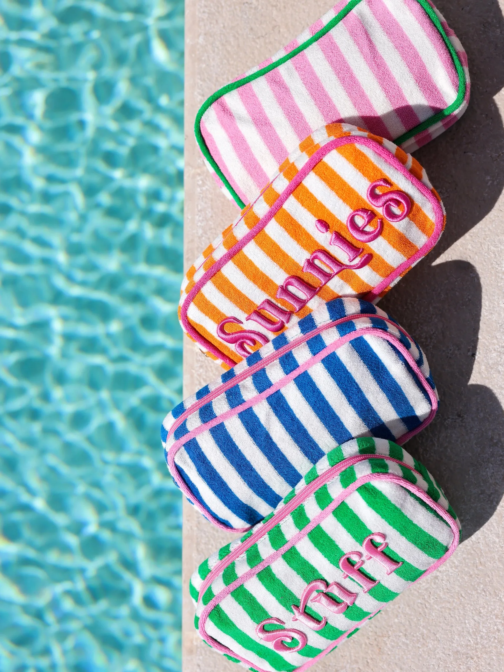 Pink Striped Cabana Small Pouch