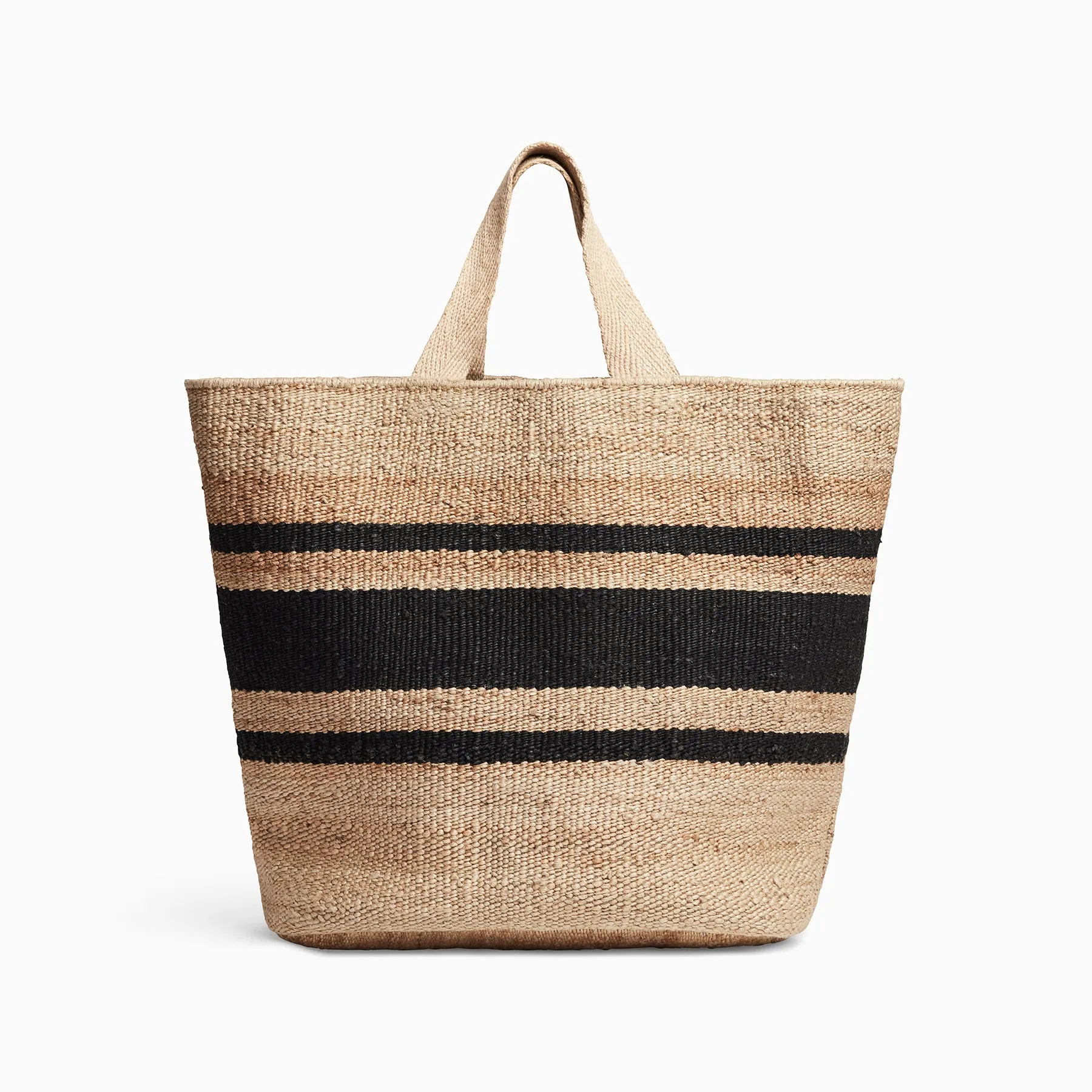 Playa Striped Large Hemp Tote - Natural/Black