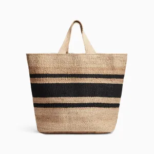 Playa Striped Large Hemp Tote - Natural/Black