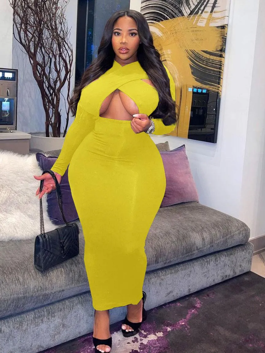 Plus Size Crossbody Tight-Fit Dress