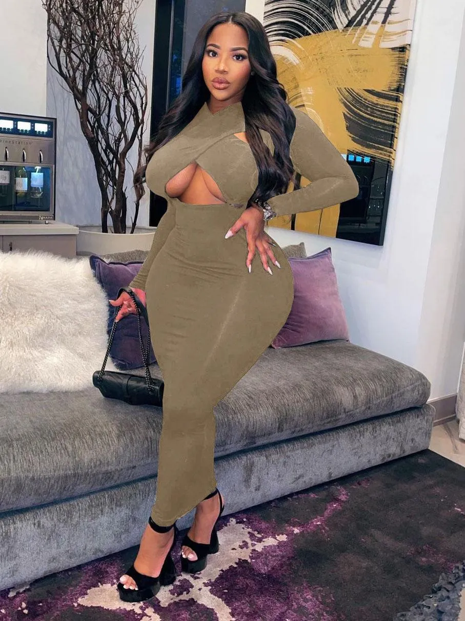 Plus Size Crossbody Tight-Fit Dress