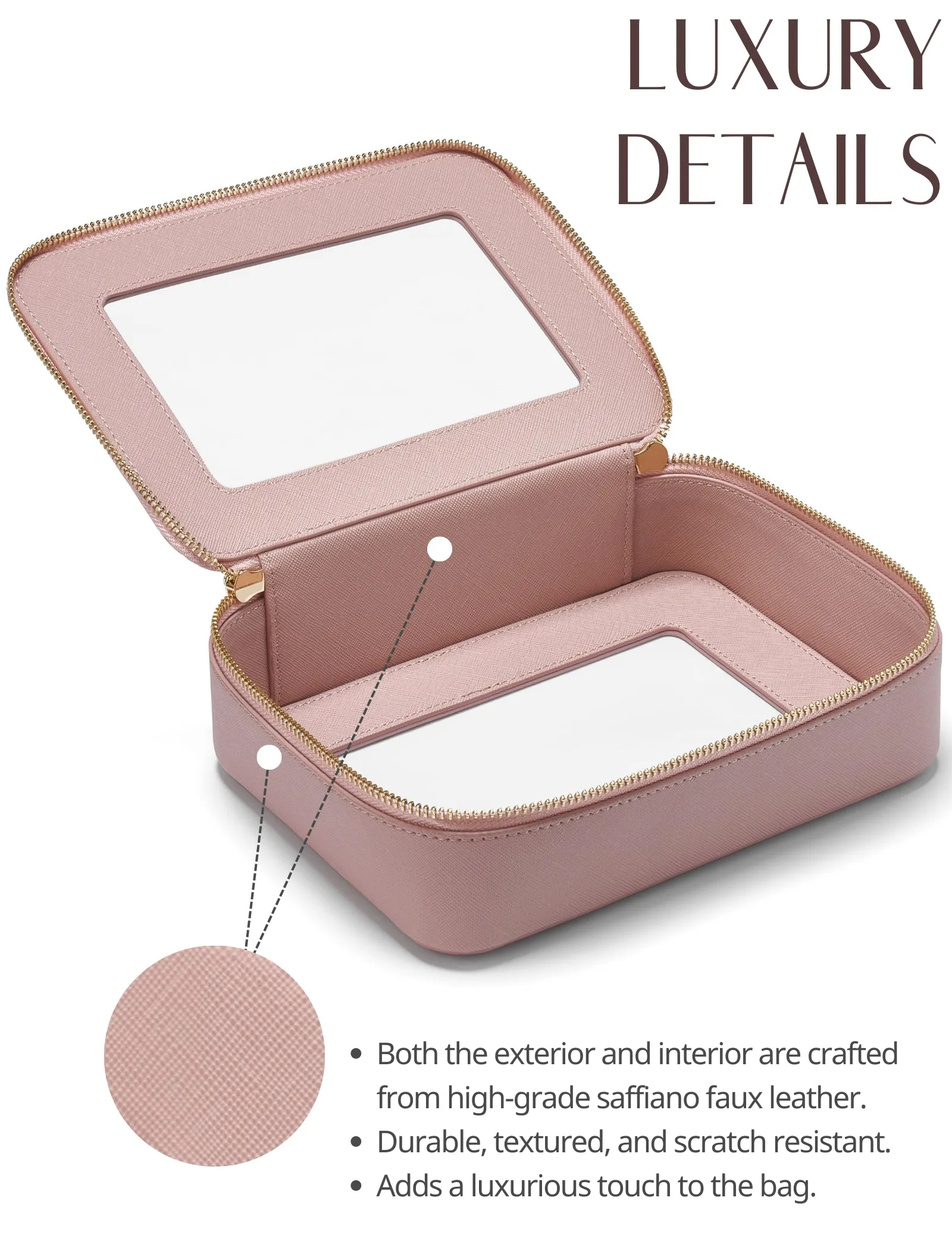 Popvibe Clear Makeup Bag, Medium, Pink