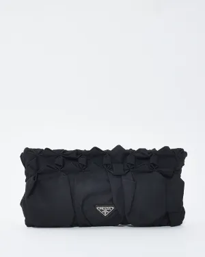 Prada Black Ruffle Nylon Pouch