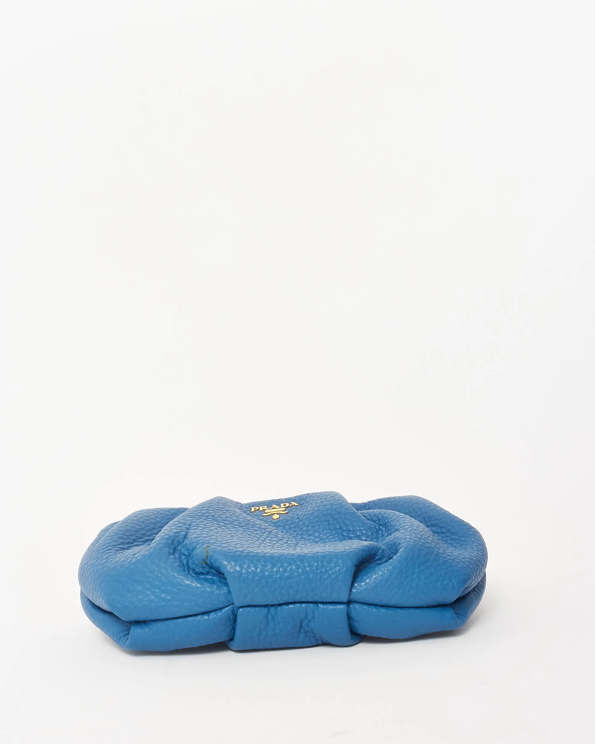 Prada Cobalt Blue Vitello Daino Leather Wristlet Pouch