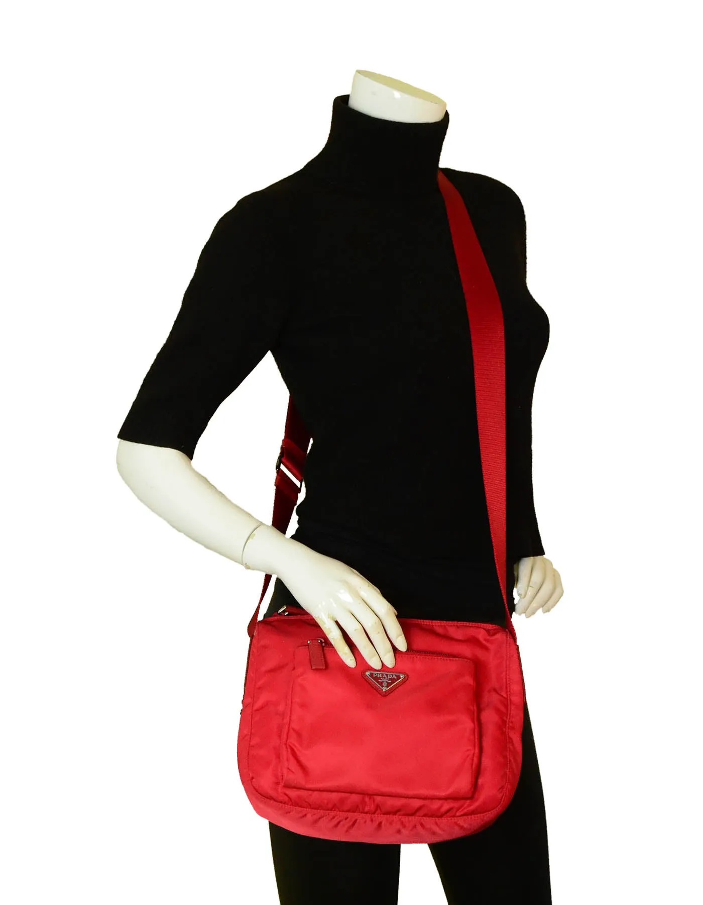 Prada Rosso Red Nylon Messenger Bag