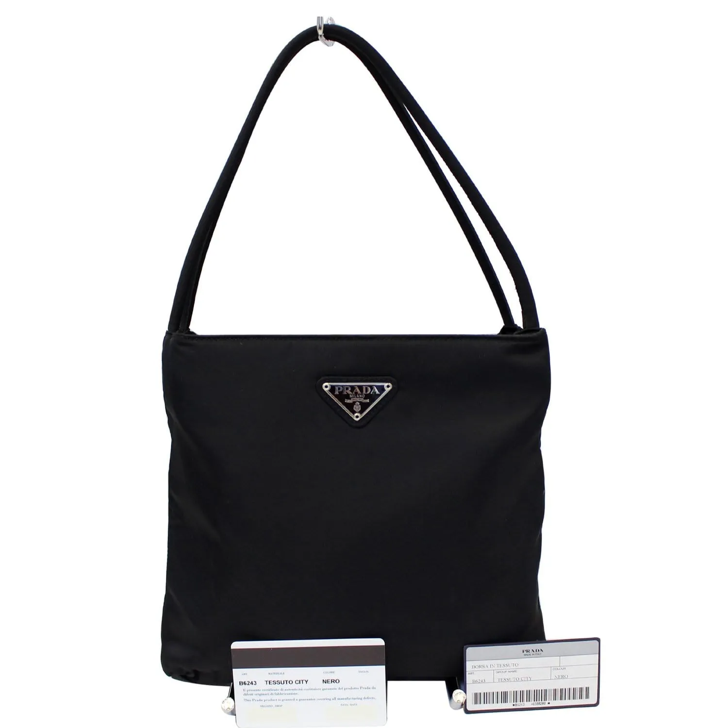 PRADA Tessuto City Nylon Shoulder Bag Black