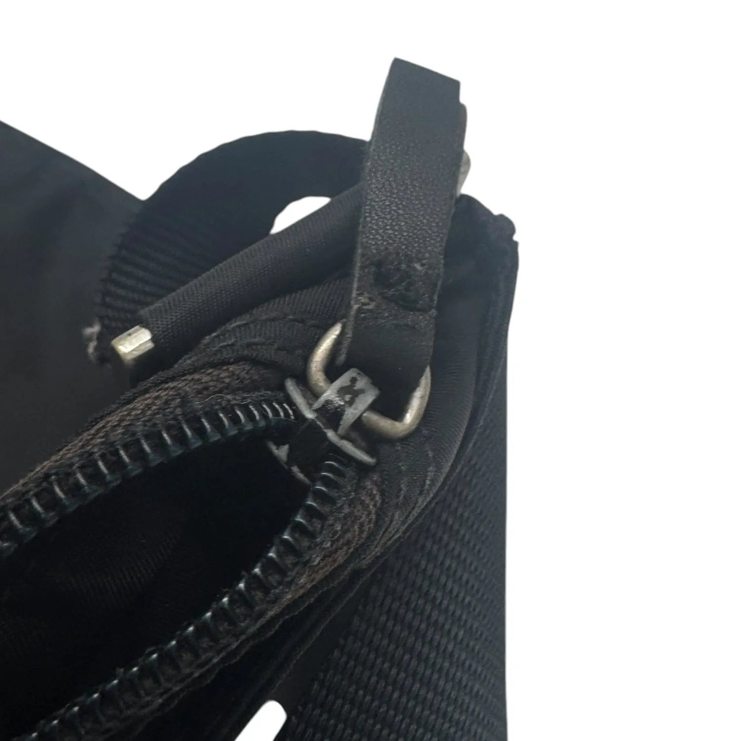 PRADA Triangle Logo Nylon Crossbody Bag - Black