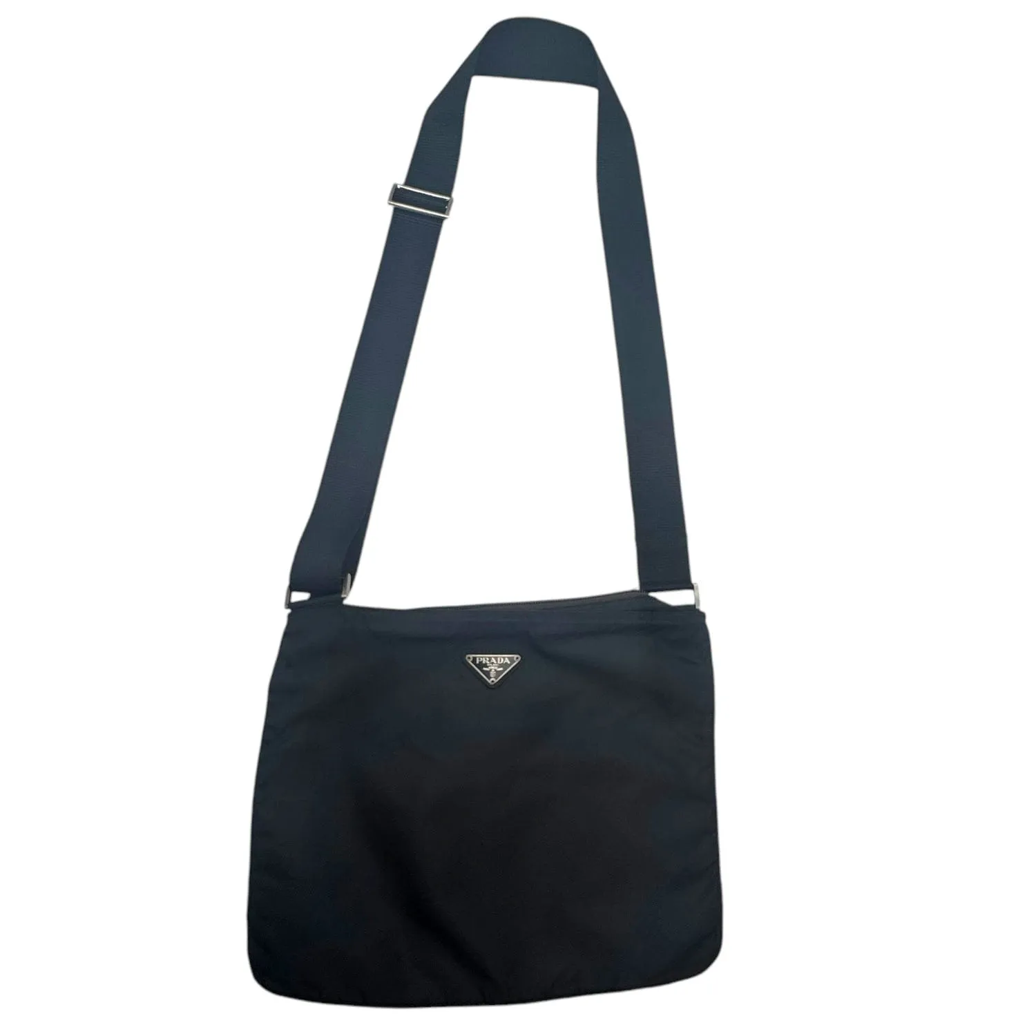 PRADA Triangle Logo Nylon Crossbody Bag - Black