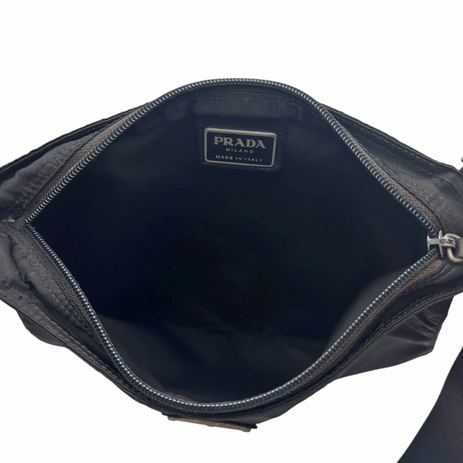 PRADA Triangle Logo Nylon Crossbody Bag - Black