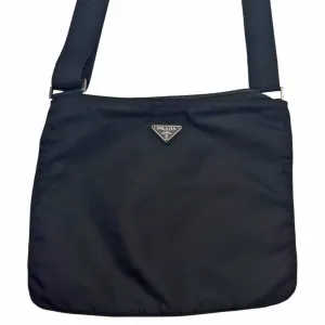 PRADA Triangle Logo Nylon Crossbody Bag - Black