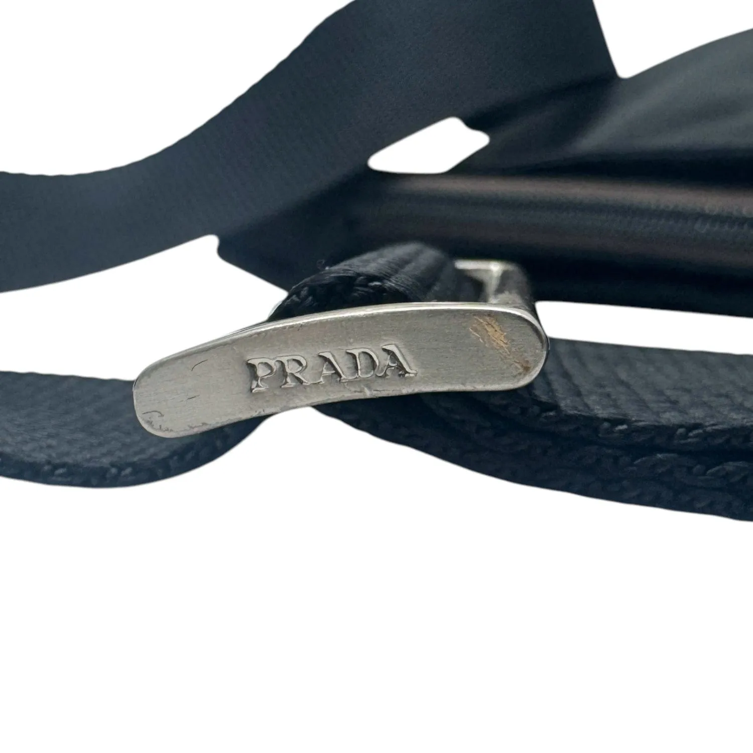 PRADA Triangle Logo Nylon Crossbody Bag - Black
