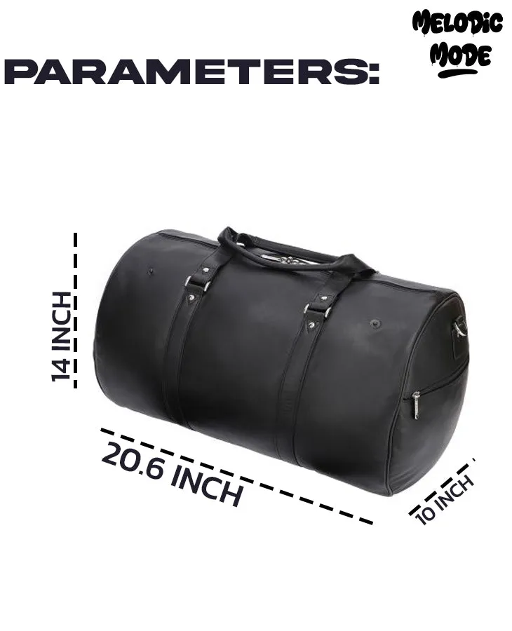 Premium Leather Duffle Bag - Personalized Travel Bag with Detachable Suit Carrier | Black Weekender Overnight Gym Bag for Men & Women