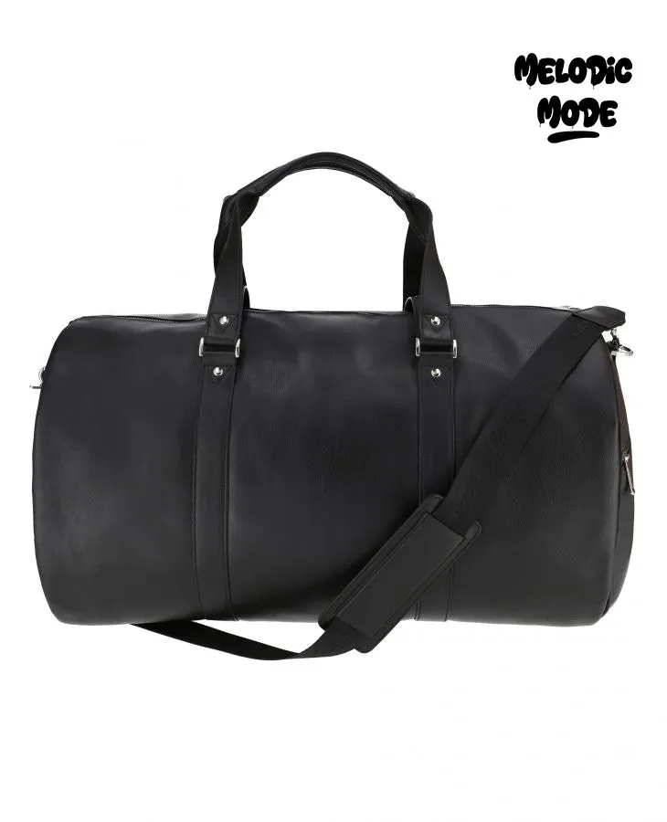Premium Leather Duffle Bag - Personalized Travel Bag with Detachable Suit Carrier | Black Weekender Overnight Gym Bag for Men & Women