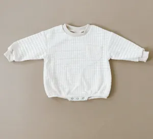 Quilted Sweatshirt Romper - Cloud