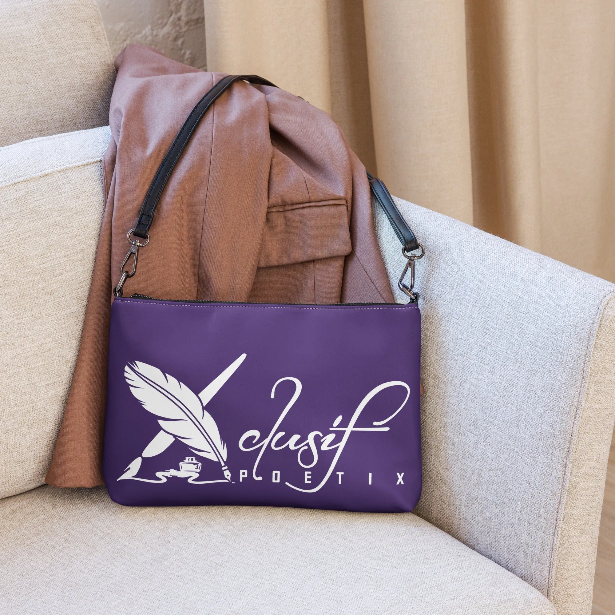"LIVE FOR WHAT YOU LOVE" BY XCLUSIF POETIX PURPLE Crossbody bag