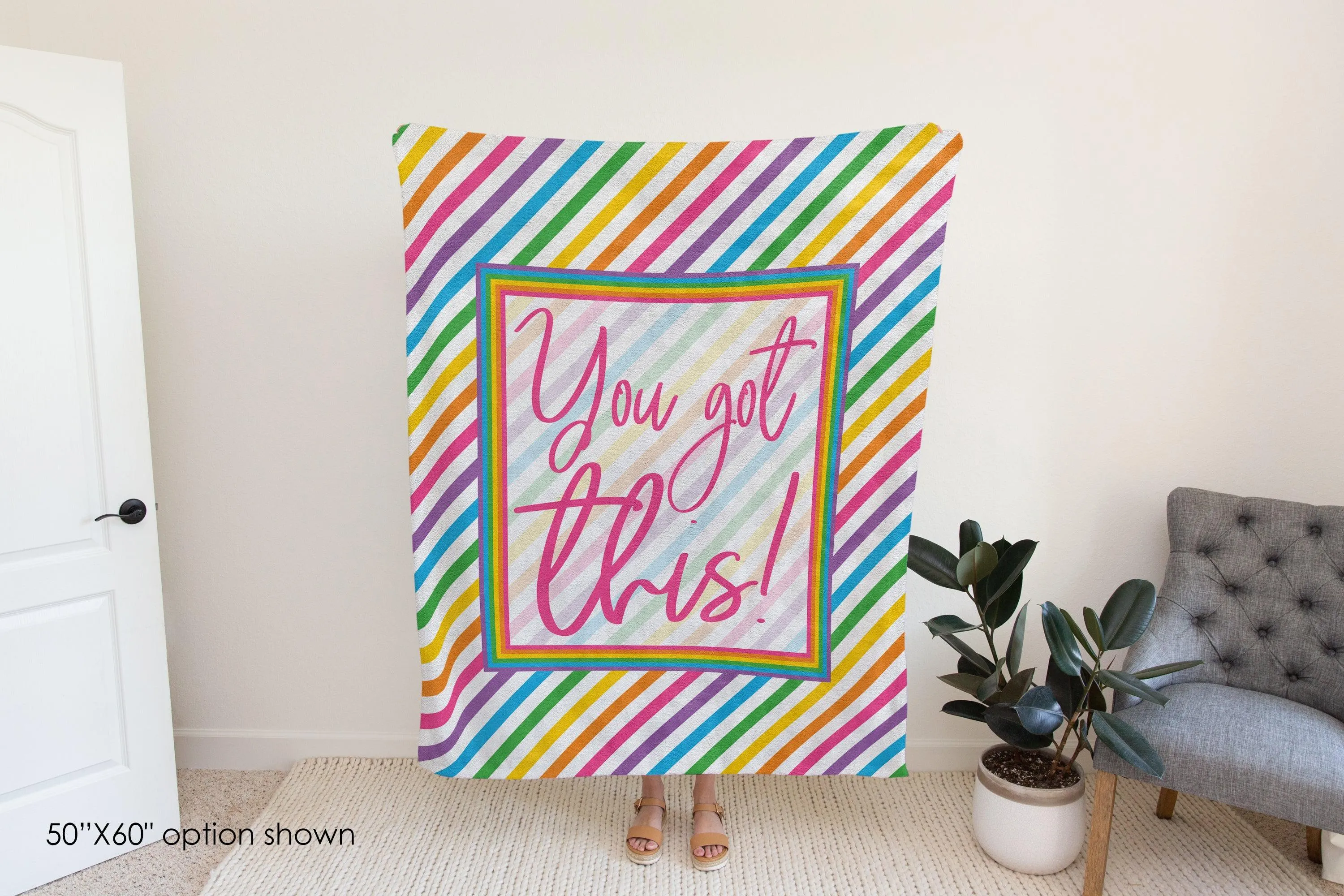 Rainbow You Got This Inspirational Blanket