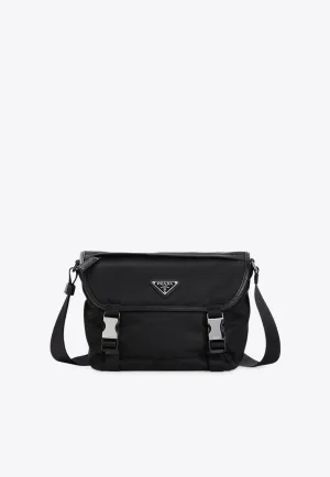 Re-Nylon and Leather Shoulder Bag