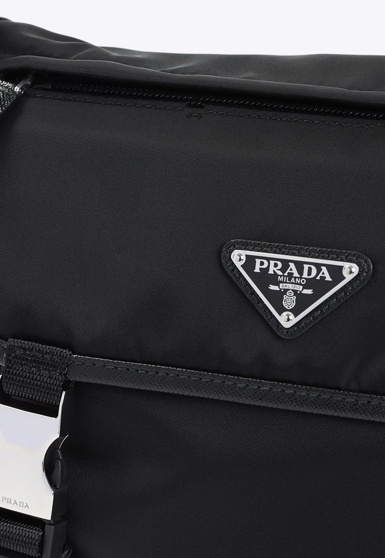 Re-Nylon and Leather Shoulder Bag